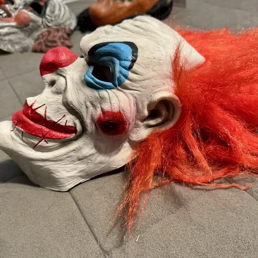 Halloween Clown Mask Lot 4‎ & Pumpkin LED Light Up Mask Costume Prop Mixed Set